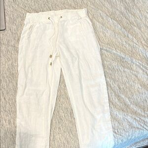Lilly Pulitzer White Linen Drawstring Pants